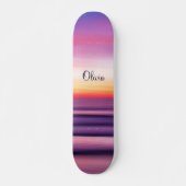 GIrly Name Paars Pink Beach Sunset Ocean Waves Persoonlijk Skateboard (Voorkant)