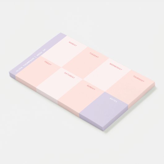 Girly Name Purple Pink School Weekly Planner Post-it® Notes (Schuin)