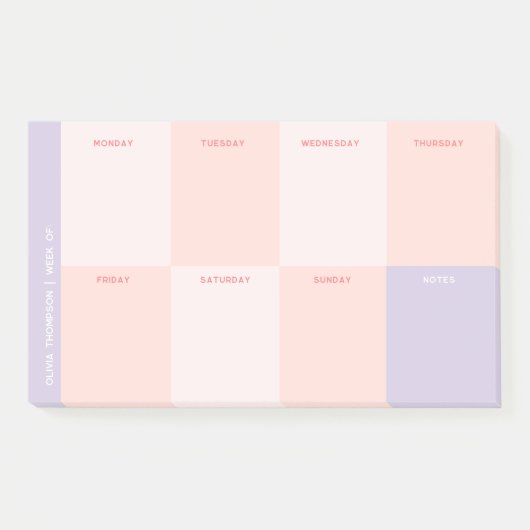 Girly Name Purple Pink School Weekly Planner Post-it® Notes (Voorkant)