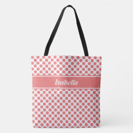 Girly Named Pink & White Polka Dot Canvas tas