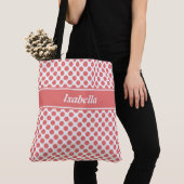Girly Named Pink & White Polka Dot Canvas tas (Dichtbij)