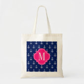 Girly Nautical Anchors Navy Pink Personalized Tote Bag (Voorkant)