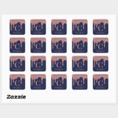 Girly Navy Blauw Blush Roze Sparkle Glitter Drips Vierkante Sticker (Vel)