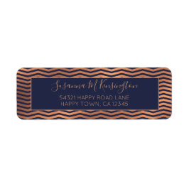 Girly Navy Blue en Copper Roos Gold Foil Chevron Etiket