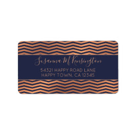Girly Navy Blue en Roos Gold Foil Chevron Etiket