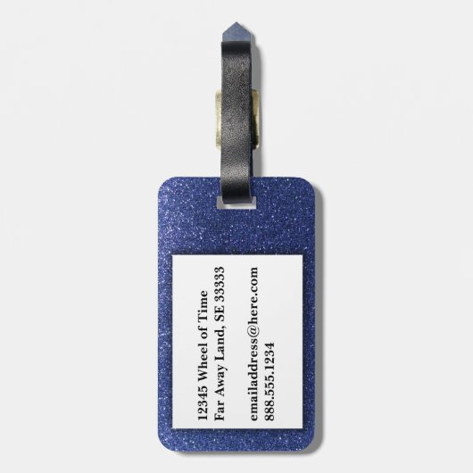 Girly Navy Blue Silver Ombre Glitter Sparkles Bagagelabel (Achterkant verticaal)
