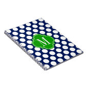 Girly Navy & Green Big Stippen Monogrammed Notitieboek (Rechterzijde)