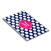Girly Navy & Pink Big Stippen Monogrammed Notitieboek (Rechterzijde)