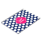 Girly Navy & Pink Big Stippen Monogrammed Notitieboek (Linkerzijde)