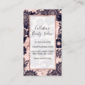 Girly Navy Roos Gold Glitter Floral Illustrations Aanbevelingskaartje (Achterkant)