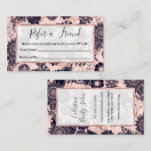 Girly Navy Roos Gold Glitter Floral Illustrations Aanbevelingskaartje (Voorkant / Achterkant)