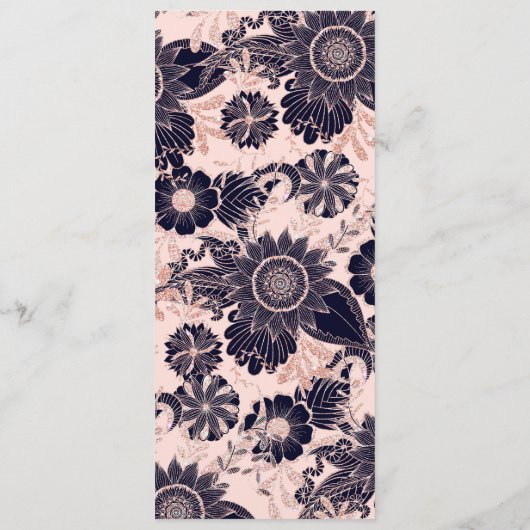 Girly Navy Roos Gold Glitter Floral Illustrations Menu