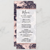 Girly Navy Roos Gold Glitter Floral Illustrations Menu (Voorkant / Achterkant)