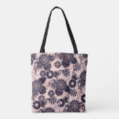 Girly Navy Roos Gold Glitter Floral Illustrations Tote Bag (Achterkant)