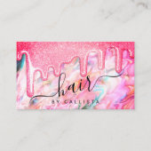 Girly Neon Coral Pearl Opal Glitter Drijft haar Visitekaartje (Voorkant)