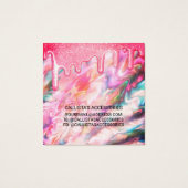 Girly Neon Coral Pearl Opal Glitter Drip Hair Clip Vierkante Visitekaartjes (Achterkant)