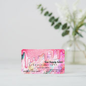 Girly Neon Coral Pearl Opal Glitter Drips Credit Visitekaartje (Staand voorkant)