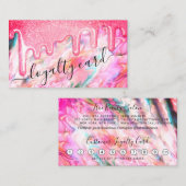 Girly Neon Coral Pearl Opal Glitter Druppelt Loyal Klantenkaartje (Voorkant / Achterkant)
