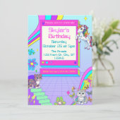 Girly Neon Gamer Verjaardagsfeest met dieren Kaart (Staand voorkant)