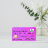Girly Neon Magenta Sequin Glitter-creditcard Logo Visitekaartje (Staand voorkant)