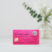 Girly Neon Pink Sequin Glitter-creditcard Logo Visitekaartje (Staand voorkant)