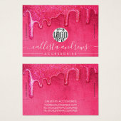 Girly Neon Pink Thick Glitter Drift Logo Bracelet Visitekaartje (Voorkant /achterkant)