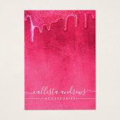 Girly Neon Pink Thick Glitter Drift Logo Visitekaartje (Voorkant)