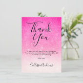 Girly Neon Pink White Glitter Ombre Bedankkaart (Staand voorkant)