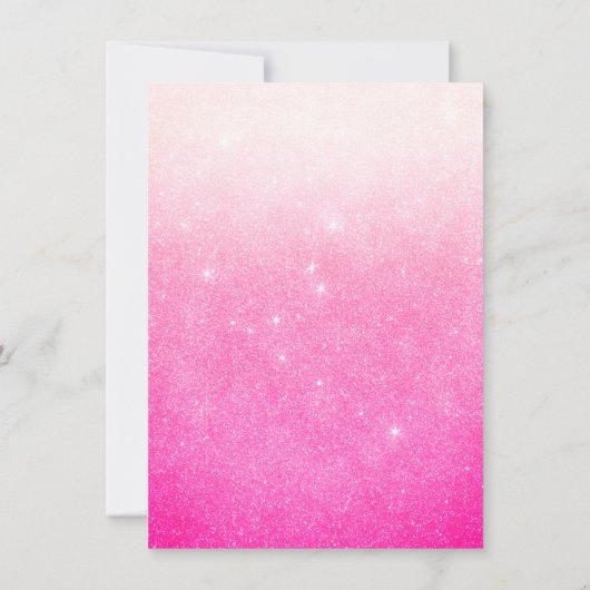 Girly Neon Pink White Glitter Ombre Bedankkaart (Achterkant)