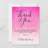 Girly Neon Pink White Glitter Ombre Bedankkaart (Voorkant)