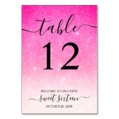 Girly Neon Pink White Glitter Ombre Kaart (Voorkant)