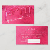 Girly Neon Roze Dikke Glitter Druppels Afspraak Visitekaartje (Voorkant / Achterkant)