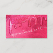 Girly Neon Roze Dikke Glitter Druppels Afspraak Visitekaartje (Voorkant)