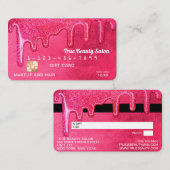 Girly Neon Roze Dikke Glitter Druppels Gift Credit Visitekaartje (Voorkant / Achterkant)
