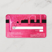 Girly Neon Roze Dikke Glitter Druppels Gift Credit Visitekaartje (Achterkant)