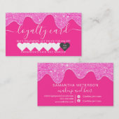 Girly neon roze glitter druppelt de chic hart make klantenkaartje (Voorkant / Achterkant)