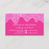 Girly neon roze glitter druppelt de chic hart make klantenkaartje (Achterkant)