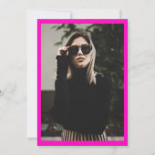 Girly neon roze rand script foto Sweet 16 Kaart (Achterkant)