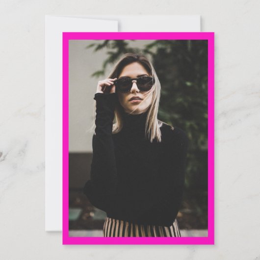 Girly neon roze rand script foto Sweet 16 Kaart (Achterkant)