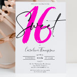 Girly neon roze rand script foto Sweet 16 Kaart<br><div class="desc">Op zoek naar de perfecte en coolste uitnodiging voor 16 verjaardagsfeestjes? Krijg deze trendy en chic girly neon roze de foto van het grensmanuscript Sweet 16 uitnodigen, voeg uw foto bij de rug met een elegant handtekeningsmanuscript toe. Neem contact met me op als je de gouden tekst van het roos...</div>