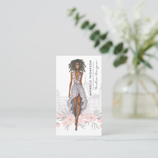 Girly New York Mode Designer Visitekaartje (Staand voorkant)