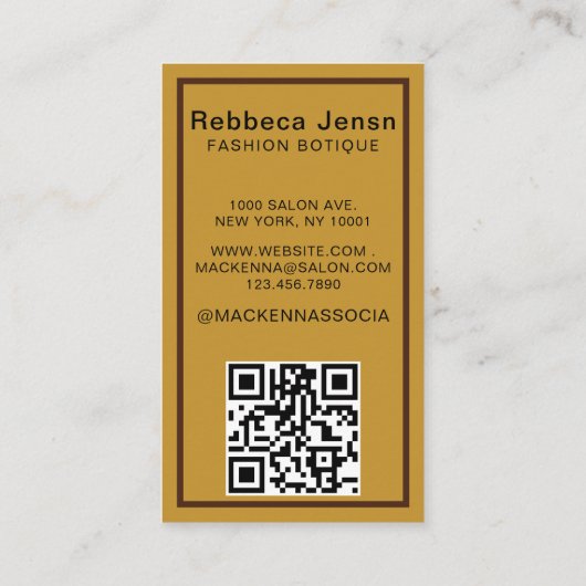 Girly New York Mode Designer Visitekaartje (Achterkant)