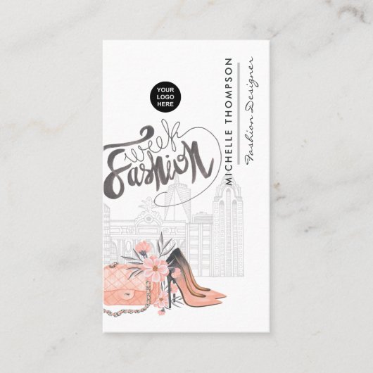 Girly New York Mode Week Designer Visitekaartje (Voorkant)