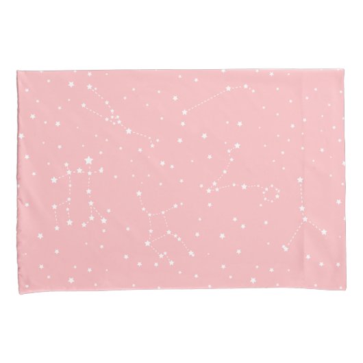 Girly Night Sky Astrologie Pastel Roze Witte Sterr Kussensloop (Voorkant-Rechts)