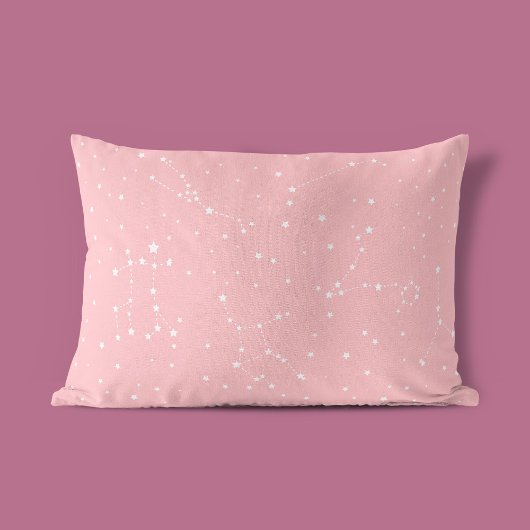 Girly Night Sky Astrologie Pastel Roze Witte Sterr Kussensloop