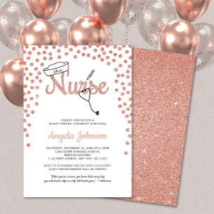Girly Nurse pinning ceremonie + roos glitter uitno Kaart