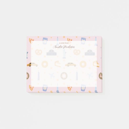 Girly NYC Pattern Baby Roze Naam Post-it® Notes (Voorkant)