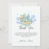 Girly Ocean Pearl onder het Zeeen Baby shower Bedankkaart (Voorkant)