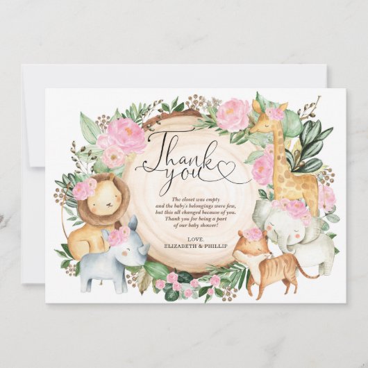 Girly Oerwoud Safari Wilde Dieren Dank je wel Kaart (Voorkant)