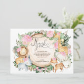 Girly Oerwoud Safari Wilde Dieren Dank je wel Kaart (Staand voorkant)